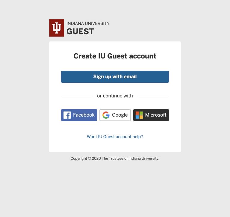 Create IU Guest account All IU Campuses One.IU